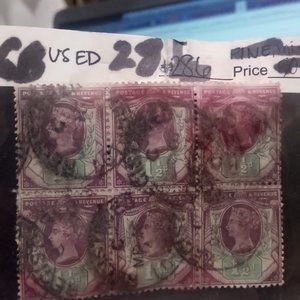 Victoria block of 6 stamps 1 1/2 d